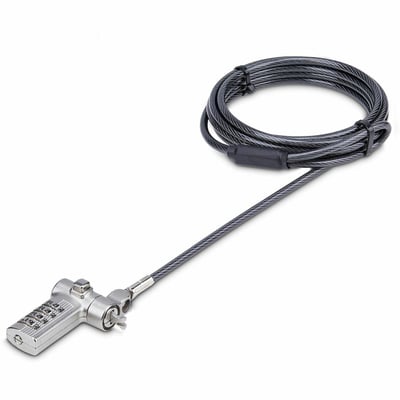 StarTech.com Universal Laptop Lock 6.6ft, Security Cable For Notebook Compatible w/Noble Wedge/Nano/K-Slot; Keyless Combo. Locking Cable