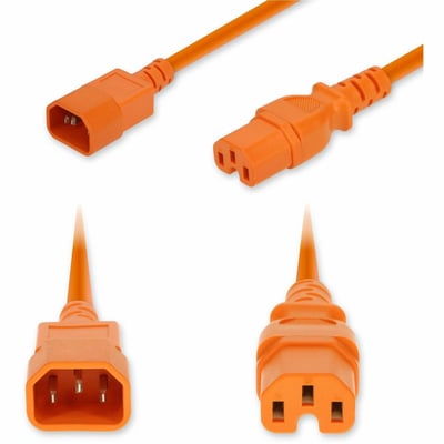 AddOn 8ft C14 Male to C15 Female High-Temperature 14 AWG 250V at 15A PVC SJT (Service Junior Thermoplastic) Orange Power Cable