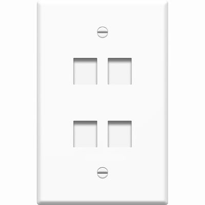 4XEM 4 Port/2 Gang RJ45 Cat5/Cat6 Ethernet Wall Plate (White)