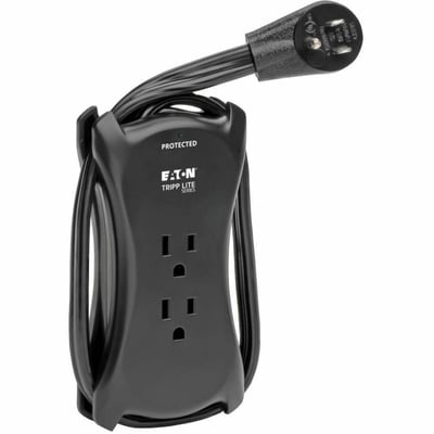 Tripp Lite by Eaton Protect It! 3-Outlet Travel-Size Surge Protector - 5-15R Outlets 2 USB Ports 5-15P Input 1050 Joules Black