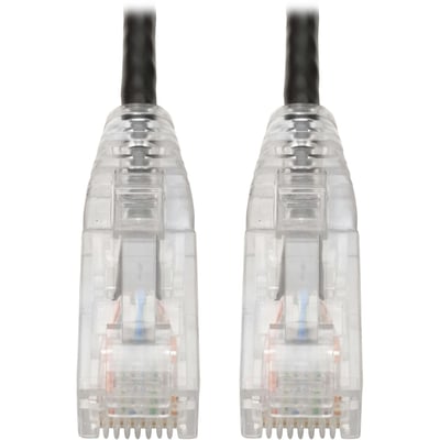 Eaton Tripp Lite Series Cat6 Gigabit Snagless Slim UTP Ethernet Cable (RJ45 M/M), PoE, Black, 8-in. (20.32 cm)