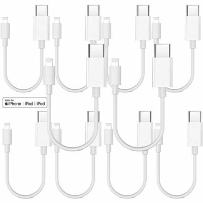 10PK 1FT USBC TO LIGHTNING MFI 8PIN CHARGING AND DATA CABLE