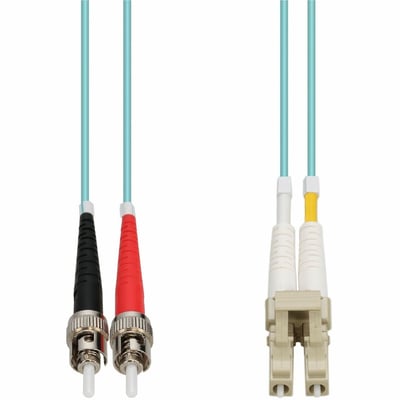 AddOn 30m ST to LC Aqua OM4 Duplex LSZH Fiber Patch Cable