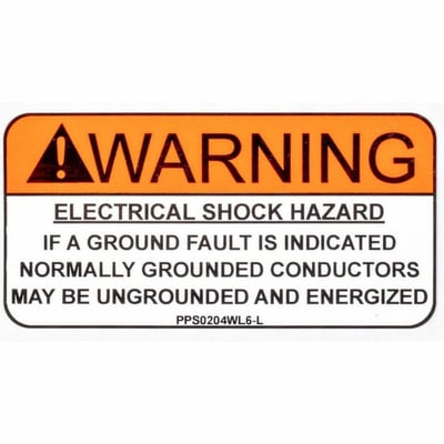 2X4 LABEL - SHOCK HAZARD IF G