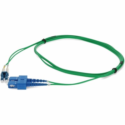 AddOn 2m SC to LC Green OS2 Duplex OFNR (Riser-Rated) SMF Fiber Patch Cable
