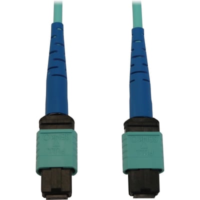 Eaton Tripp Lite Series 40/100/400G Multimode 50/125 OM3 Fiber Optic Cable (24F MTP/MPO-PC F/F), LSZH, Aqua, 15 m (49.2 ft.)