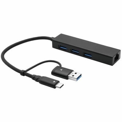 USBC+A 3 PORT Y-CABLE HUB WITH 1GBPS ETHERNET- TAA COMPLIANT