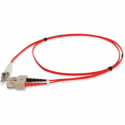 AddOn 3m SC to LC Red OM4 Duplex OFNP (Plenum-Rated) Fiber Patch Cable
