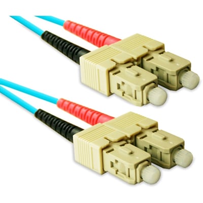 ENET SC to SC OM3 50/125 10G Plenum Rated Multimode Simplex Aqua Fiber Cable 2 Meter