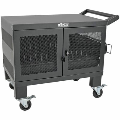 Tripp Lite by Eaton Mobile Cart Conversion Kit with Handle Casters and Power Cord Manager for 16-Device AC and USB Charging Stations