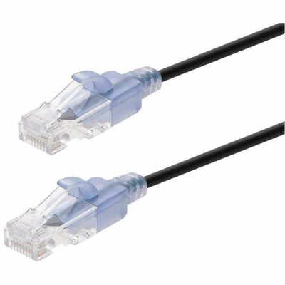 MONOPRICE CAT6A 50FT BLACK PATCH CABLE_ UTP_ 30AWG_ 10G_ PURE BARE COPPER_ SNAGL