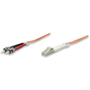 Intellinet Network Solutions Fiber Optic Patch Cable, LC/ST, OM1, 62.5/125, Multimode, Duplex, Orange, 7 ft (2 m)
