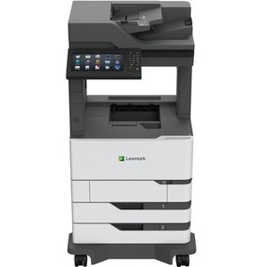 Lexmark MX820 MX826ade Laser Multifunction Printer-Monochrome-Copier/Fax/Scanner-70 ppm Mono Print-1200x1200 Print-Automatic Duplex Print-350000 Pages Monthly-1200 sheets Input-Color Scanner-600 Optical Scan-Monochrome Fax-Gigabit