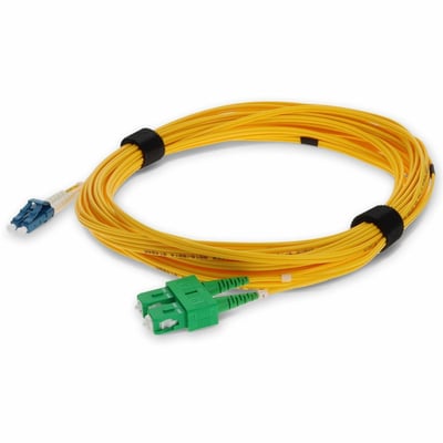 AddOn 8m ASC to LC Yellow OS2 Duplex Microboot, Snagless OFNR (Riser-Rated) SMF Fiber Patch Cable