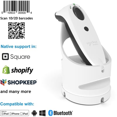 Socket Mobile SocketScan S740, Universal Barcode Scanner, White & White Dock