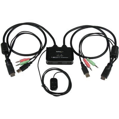 StarTech.com 2 Port USB HDMI Cable KVM Switch with Audio and Remote Switch " USB Powered