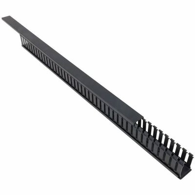 Rack Solutions Vertical Plastic Cable Duct With Cover (34in Tall, Button Mount)