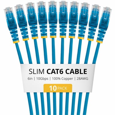 SLIM CAT6 CABLE 10 PACK BLUE SLIM SNAGLESS RJ45 UTP PATCH CABLE
