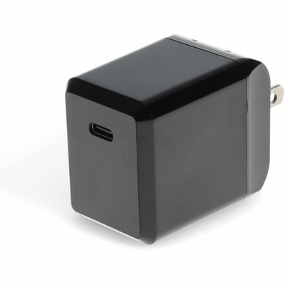 Wall Charger 1X USB-C 3.1 5V at 3A, 9V at 2A, or 12V at 1.5A 18W total, Black