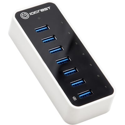 SYBA Multimedia Super Speed IO Crest 7-Port USB 3.0 Hub with AC Power Adapter