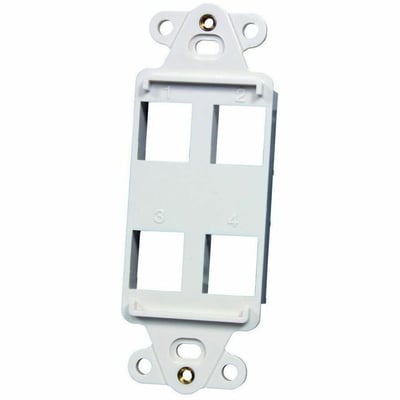 Ortronics Keystone Techchoice Rectangular Stylistics Frame, 4-Port, White
