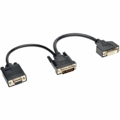 Tripp Lite by Eaton DVI Y Splitter Cable Digital and VGA Monitors (DVI-I M to DVI-D F and HD15 F) 6-in. (15.24 cm)
