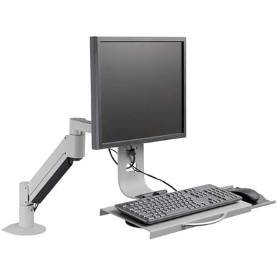 SUPPORTS MONITORS UP TO 27IN AND 23 LBS. FEATURES 27IN EXTENSION, 18IN HEIGHT AD