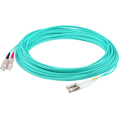 AddOn 44m SC to LC Aqua OM4 Duplex LSZH Fiber Patch Cable