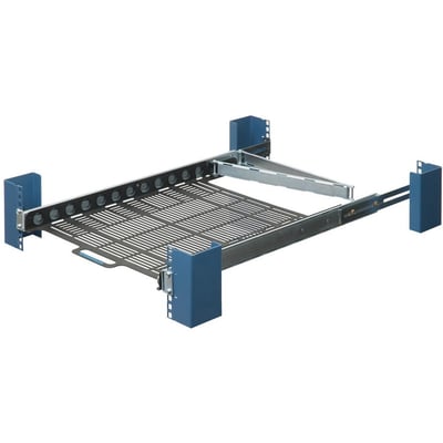 Rack Solutions 1U Dry Sliding Seismic Transport Shelf 24in Depth with Cable Management Arm