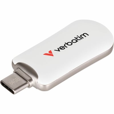 Verbatim 64GB Plectra USB-C Flash Drive - White