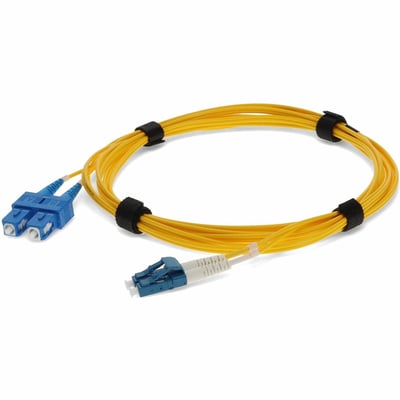 AddOn 2.5m SC to LC Yellow OS2 Duplex Microboot, Snagless OFNR (Riser-Rated) SMF Fiber Patch Cable