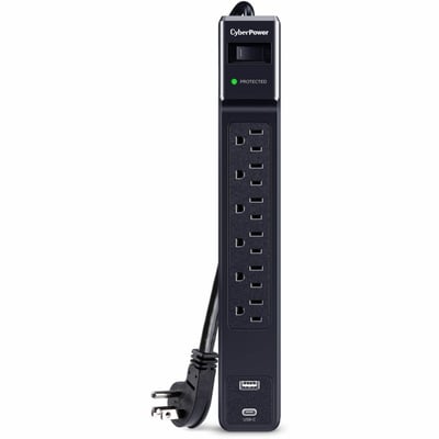 CYBERPOWER CSP604UC SURGE 1500J 4 CORD USB-AC BLACK
