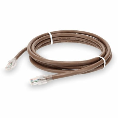 AddOn 1ft Brown CAT 6A PVC Ethernet Cable Snagless Bubble Boot RJ-45 M/M