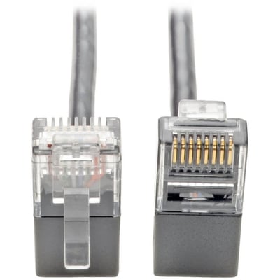 Tripp Lite by Eaton Right-Angle Cat6 Gigabit Snagless Molded Slim UTP Ethernet Cable (RJ45 M/M) Gray 2 ft. (0.61 m)