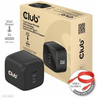 45W DUAL USB-C TRAVEL CHARGER GAN TECH 50 PERCENT SMALLER PD 3.0
