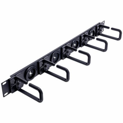 StarTech.com 1U 19" Cable Management Organizer - D Ring Hook Network/Server Rack Cord Manager - Data Center Horizontal Wire Panel