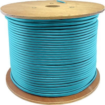 AddOn 1000ft Non-Terminated Aqua OM4 OFNR (Riser-Rated) 6-Strand Fiber Bulk Cable