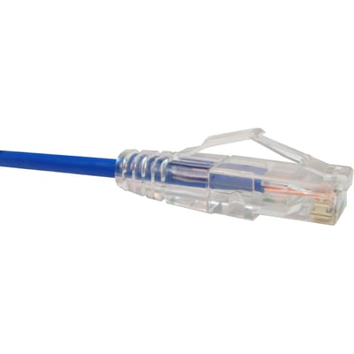 CAT6 SLIM ETHERNET PATCH CABLE, 07FT, BLUE, UTP, 28AWG, SNAGLESS RJ45 CONNECTORS