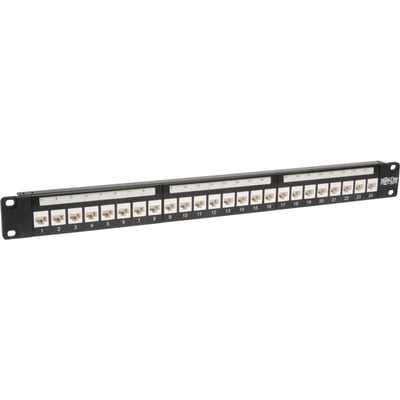 Tripp Lite by Eaton 24-Port Cat6/Cat5 Low Profile Feed-Through Patch Panel 1U Rack-Mount/Wall-Mount TAA