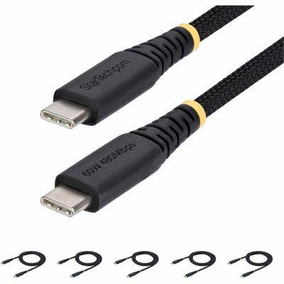 5-PACK USB-C CHARGING CABLE 60W PD/RUGGED USB 2.0 CHARGER CORD
