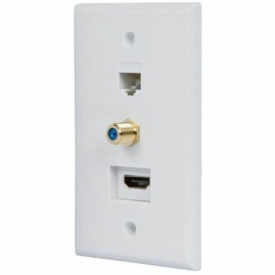 MONOPRICE RECESSED HDMI WALL PLATE_ WITH 1 HDMI F/F ADAPTER_ 1RJ45 CAT5E COUPLER