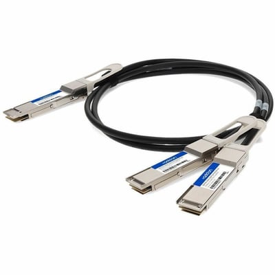 AddOn MSA and TAA Compliant 200GBase-CU QSFP-DD 200G to 2xQSFP28 100G NRZ Direct Attach Cable (Passive Twinax, 2m)