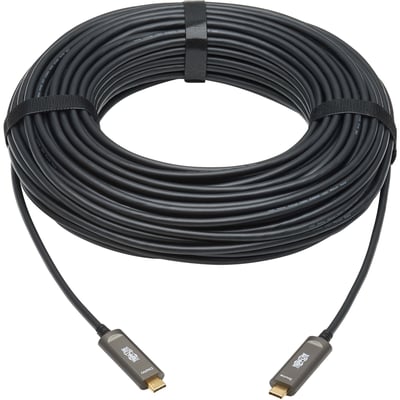 Tripp Lite by Eaton USB-C to USB-C Plenum-Rated Fiber Active Optical Cable (AOC) - 4K 60 Hz HDR 4:4:4 M/M Black 30 m (98 ft.)