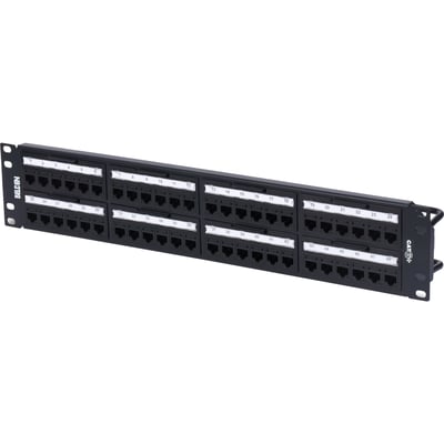 CAT6+ REVCONNECT PATCH PANEL 48-PORT, 2U, BLACK (PRELOADED)
