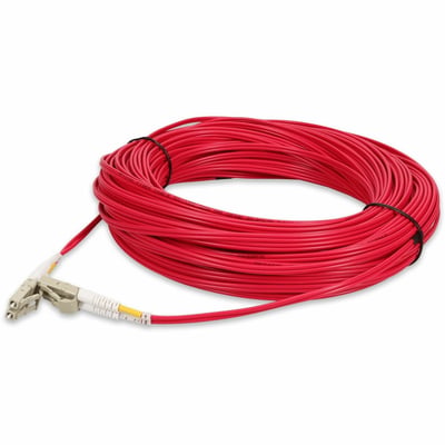 AddOn 15m LC to LC Red OM3 Duplex OFNP (Plenum-Rated) Fiber Patch Cable