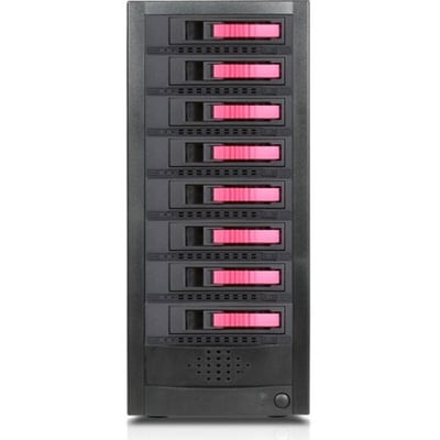 RAIDage JAGE9BT8HDRD-M1 Drive Enclosure 12Gb/s SAS, SATA/600 - Mini-SAS HD Host Interface Tower - Black, Red
