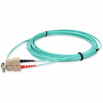 AddOn 2m SC to LC Aqua OM4 Duplex LSZH Fiber Patch Cable