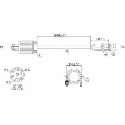 N1C Accessory N1C.LR-L62010 - L6-20P Input cable