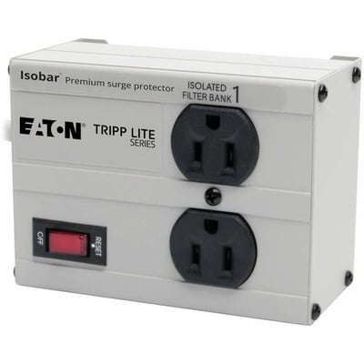 Tripp Lite by Eaton Isobar 2-Outlet Surge Protector, 6 ft. Cord with Right-Angle Plug, 1410 Joules, Metal Housing