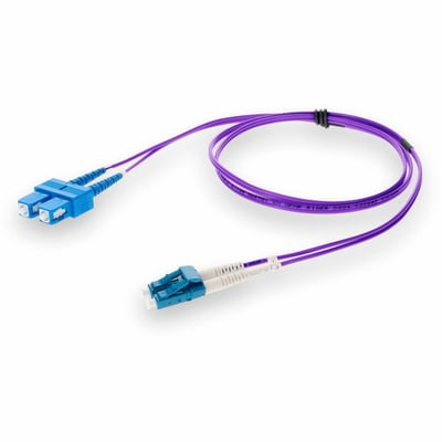 AddOn 2m SC to LC Purple OS2 Duplex OFNR (Riser-Rated) SMF Fiber Patch Cable